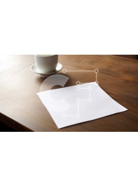 Intra Συλλεκτικό Ξύλινο Παζλ Plywood  4mm - Λευκό φύλλο χαρτιού σε ξύλινο τραπέζι με φλιτζάνι και πιατάκι Σε Ξύλινο Κουτί - Διαστάσεις Puzzle: 10x10 cm – 25 κομμάτια