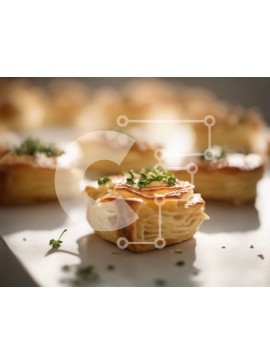 Σετ των 2 Intra Συλλεκτικό Ξύλινο Παζλ Plywood  4mm - Ποικιλία αρτοσκευασμάτων σε λευκό δίσκο με γαρνιτούρα μαϊντανού Σε Ξύλινο Κουτί - Διαστάσεις: 10x10 cm – 25 κομμάτια