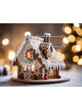 Intra Συλλεκτικό Ξύλινο Παζλ Plywood  4mm - Gingerbread House with Frosting and Lights Σε Ξύλινο Κουτί - Διαστάσεις: 10x10 cm – 25 κομμάτια
