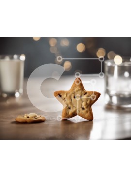 Σετ των 2 Intra Συλλεκτικό Ξύλινο Παζλ Plywood  4mm - Μπισκότο σε σχήμα αστεριού με γάλα και νερό Σε Ξύλινο Κουτί - Διαστάσεις: 10x10 cm – 25 κομμάτια