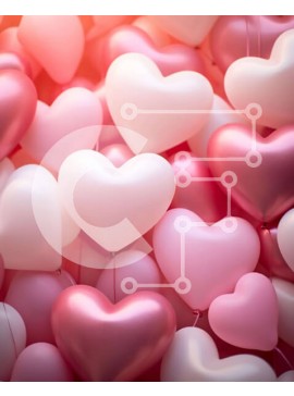 Intra Συλλεκτικό Ξύλινο Παζλ Plywood  4mm - Ομάδα ροζ και λευκών μπαλονιών σε σχήμα καρδιάς που επιπλέουν στον αέρα Σε Ξύλινο Κουτί - Διαστάσεις Puzzle: 10x10 cm – 25 κομμάτια