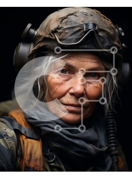 Intra Συλλεκτικό Ξύλινο Παζλ Plywood  4mm - Φωτογραφία ηλικιωμένης γυναίκας με κράνος και γυαλιά Σε Ξύλινο Κουτί - Διαστάσεις Puzzle: 10x10 cm – 25 κομμάτια