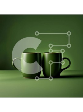 Intra Συλλεκτικό Ξύλινο Παζλ Plywood  4mm - Δύο πράσινες κούπες σε ένα τραπέζι Σε Ξύλινο Κουτί - Διαστάσεις Puzzle: 10x10 cm – 25 κομμάτια