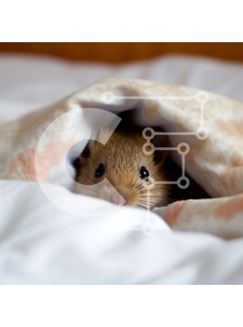 Intra Συλλεκτικό Ξύλινο Παζλ Plywood  4mm - Χαριτωμένη φωτογραφία του ποντικιού που κρυφοκοιτάζει κάτω από μια λευκή κουβέρτα Σε Ξύλινο Κουτί - Διαστάσεις: 10x10 cm – 25 κομμάτια