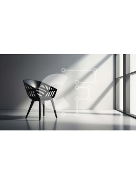 Intra Συλλεκτικό Ξύλινο Παζλ Plywood  4mm - Μοντέρνα μαύρη καρέκλα σε λευκό δωμάτιο με μεγάλα παράθυρα Σε Ξύλινο Κουτί - Διαστάσεις Puzzle: 10x10 cm – 25 κομμάτια