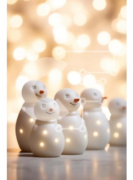 Intra Συλλεκτικό Ξύλινο Παζλ Plywood  4mm - Ομάδα ειδώλων χιονάνθρωποι σε φωτισμένο φόντο Σε Ξύλινο Κουτί - Διαστάσεις Puzzle: 10x10 cm – 25 κομμάτια