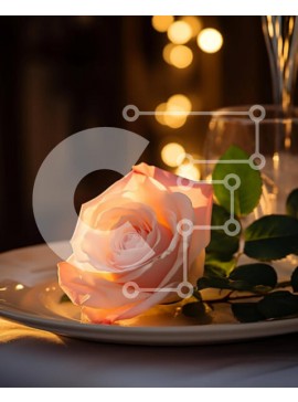 Σετ των 2 Intra Συλλεκτικό Ξύλινο Παζλ Plywood  4mm - Ρομαντικό τραπέζι με ποτήρια κρασιού και τριαντάφυλλο Σε Ξύλινο Κουτί - Διαστάσεις: 10x10 cm – 25 κομμάτια