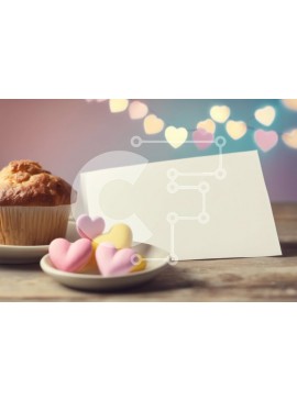 Σετ των 2 Intra Συλλεκτικό Ξύλινο Παζλ Plywood  4mm - Muffin, cupcakes και καραμέλες σε σχήμα καρδιάς σε ένα τραπέζι Σε Ξύλινο Κουτί - Διαστάσεις: 10x10 cm – 25 κομμάτια