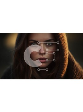 Intra Συλλεκτικό Ξύλινο Παζλ Plywood  4mm - Σοβαρή καστανή γυναίκα με κουκούλα που κοιτάζει την κάμερα Σε Ξύλινο Κουτί - Διαστάσεις Puzzle: 10x10 cm – 25 κομμάτια