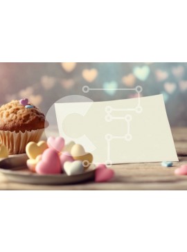 Σετ των 2 Intra Συλλεκτικό Ξύλινο Παζλ Plywood  4mm - Λιχουδιές για την ημέρα του Αγίου Βαλεντίνου - μάφιν, cupcake και καραμέλες σε ένα τραπέζι Σε Ξύλινο Κουτί - Διαστάσεις: 10x10 cm – 25 κομμάτια