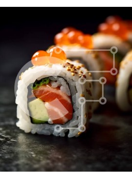 Σετ των 2 Intra Συλλεκτικό Ξύλινο Παζλ Plywood  4mm - Νόστιμο ρολό σούσι με σολομό, αβοκάντο και αγγούρι Σε Ξύλινο Κουτί - Διαστάσεις: 10x10 cm – 25 κομμάτια