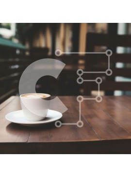 Σετ των 2 Intra Συλλεκτικό Ξύλινο Παζλ Plywood  4mm - Λευκό φλιτζάνι καφέ σε ξύλινο τραπέζι με θέα στο δρόμο Σε Ξύλινο Κουτί - Διαστάσεις: 10x10 cm – 25 κομμάτια