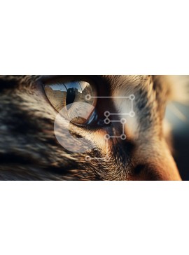 Intra Συλλεκτικό Ξύλινο Παζλ Plywood  4mm - Κοντινό πλάνο του ματιού μιας γάτας με βαθύ καφέ ίριδα και χρυσό δαχτυλίδι Σε Ξύλινο Κουτί - Διαστάσεις: 10x10 cm – 25 κομμάτια