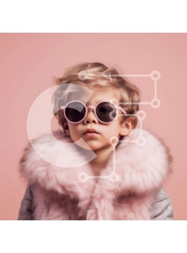 Intra Συλλεκτικό Ξύλινο Παζλ Plywood  4mm - Αξιολάτρευτη εικόνα νεαρής κοπέλας με ροζ γυαλιά ηλίου και γούνινο παλτό Σε Ξύλινο Κουτί - Διαστάσεις Puzzle: 10x10 cm – 25 κομμάτια