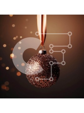 Intra Συλλεκτικό Ξύλινο Παζλ Plywood  4mm - Χρυσή και καφέ γκλίτερ μπάλα που κρέμεται από το Strands of Lights Σε Ξύλινο Κουτί - Διαστάσεις Puzzle: 10x10 cm – 25 κομμάτια