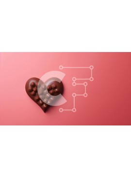 Intra Συλλεκτικό Ξύλινο Παζλ Plywood  4mm - Μπάρα σοκολάτας σε σχήμα καρδιάς σε ροζ φόντο Σε Ξύλινο Κουτί - Διαστάσεις Puzzle: 10x10 cm – 25 κομμάτια