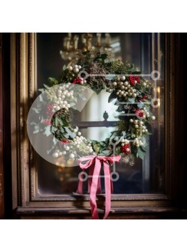 Intra Συλλεκτικό Ξύλινο Παζλ Plywood  4mm - Εορταστικό στεφάνι διακοπών σε μια παλιομοδίτικη πόρτα σπιτιού Σε Ξύλινο Κουτί - Διαστάσεις Puzzle: 10x10 cm – 25 κομμάτια