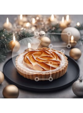 Σετ των 2 Intra Συλλεκτικό Ξύλινο Παζλ Plywood  4mm - Γιορτινή τάρτα μήλου με χρυσά στολίδια και χρυσά στολίδια Σε Ξύλινο Κουτί - Διαστάσεις: 10x10 cm – 25 κομμάτια