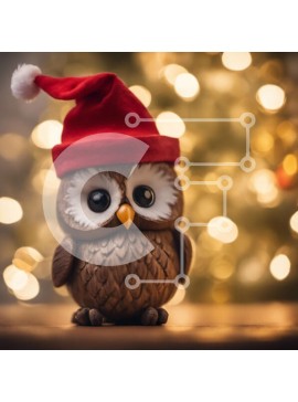 Intra Συλλεκτικό Ξύλινο Παζλ Plywood  4mm - Ειδώλιο κουκουβάγιας με καπέλο Άγιου Βασίλη και πολύχρωμα φώτα Σε Ξύλινο Κουτί - Διαστάσεις Puzzle: 10x10 cm – 25 κομμάτια