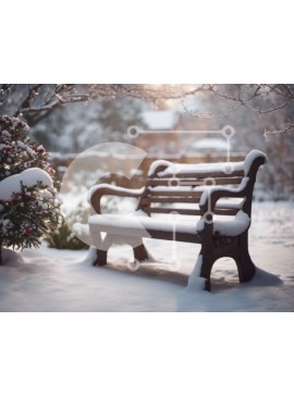 Intra Συλλεκτικό Ξύλινο Παζλ Plywood  4mm - Χιονισμένος ξύλινος πάγκος σε ένα χειμερινό τοπίο Σε Ξύλινο Κουτί - Διαστάσεις Puzzle: 10x10 cm – 25 κομμάτια