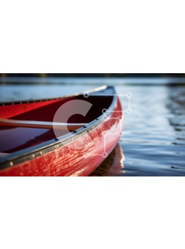 Intra Συλλεκτικό Ξύλινο Παζλ Plywood  4mm - Κόκκινο κανό σε μια ήρεμη λίμνη που περιβάλλεται από δέντρα και βουνά Σε Ξύλινο Κουτί - Διαστάσεις: 10x10 cm – 25 κομμάτια