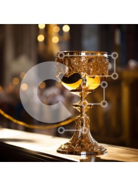 Intra Συλλεκτικό Ξύλινο Παζλ Plywood  4mm - Χρυσό κύπελλο σε διακοσμημένο ξύλινο τραπέζι για τελετουργική χρήση Σε Ξύλινο Κουτί - Διαστάσεις Puzzle: 10x10 cm – 25 κομμάτια