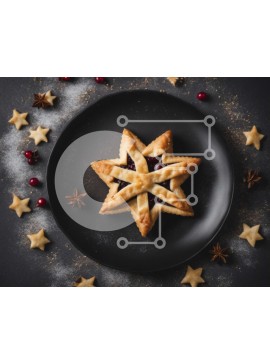 Σετ των 2 Intra Συλλεκτικό Ξύλινο Παζλ Plywood  4mm - Ζύμη βατόμουρου σε σχήμα αστεριού σε μαύρο πιάτο Σε Ξύλινο Κουτί - Διαστάσεις: 10x10 cm – 25 κομμάτια