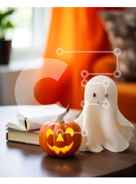 Intra Συλλεκτικό Ξύλινο Παζλ Plywood  4mm - Παιχνίδι φάντασμα στην κολοκύθα με διακοσμήσεις αποκριών Σε Ξύλινο Κουτί - Διαστάσεις Puzzle: 10x10 cm – 25 κομμάτια