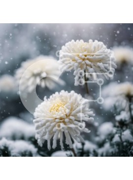 Intra Συλλεκτικό Ξύλινο Παζλ Plywood  4mm - Λευκά λουλούδια καλυμμένα στο χιόνι Σε Ξύλινο Κουτί - Διαστάσεις: 10x10 cm – 25 κομμάτια