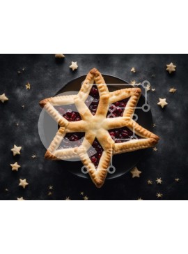 Σετ των 2 Intra Συλλεκτικό Ξύλινο Παζλ Plywood  4mm - Ζύμη Cranberry σε σχήμα αστεριού σε μαύρο πιάτο Σε Ξύλινο Κουτί - Διαστάσεις: 10x10 cm – 25 κομμάτια