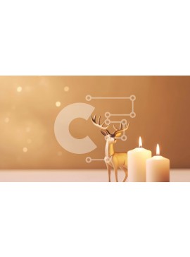 Intra Συλλεκτικό Ξύλινο Παζλ Plywood  4mm - Κομψό χρυσό ειδώλιο ελαφιού με αναμμένα κεριά Σε Ξύλινο Κουτί - Διαστάσεις Puzzle: 10x10 cm – 25 κομμάτια