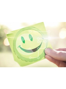 Intra Συλλεκτικό Ξύλινο Παζλ Plywood  4mm - Χέρι που κρατά το Smiley Face Paper Σε Ξύλινο Κουτί - Διαστάσεις Puzzle: 10x10 cm – 25 κομμάτια