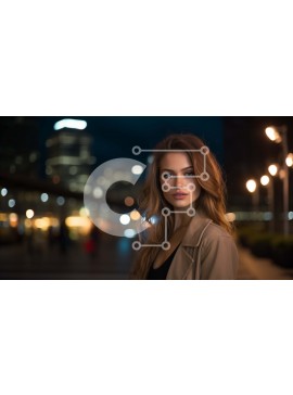 Intra Συλλεκτικό Ξύλινο Παζλ Plywood  4mm - Νεαρή γυναίκα στην αστική οδό τη νύχτα Σε Ξύλινο Κουτί - Διαστάσεις Puzzle: 10x10 cm – 25 κομμάτια