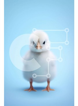 Σετ των 2 Intra Συλλεκτικό Ξύλινο Παζλ Plywood  4mm - Περίεργο λευκό κοτόπουλο σε γαλάζιο φόντο Σε Ξύλινο Κουτί - Διαστάσεις: 10x10 cm – 25 κομμάτια