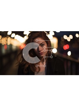 Intra Συλλεκτικό Ξύλινο Παζλ Plywood  4mm - Νεαρή γυναίκα στην πόλη τη νύχτα Σε Ξύλινο Κουτί - Διαστάσεις Puzzle: 10x10 cm – 25 κομμάτια