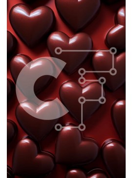 Σετ των 2 Intra Συλλεκτικό Ξύλινο Παζλ Plywood  4mm - Καφέ σοκολάτες σε σχήμα καρδιάς σε κόκκινο φόντο Σε Ξύλινο Κουτί - Διαστάσεις: 10x10 cm – 25 κομμάτια