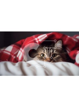 Σετ των 2 Intra Συλλεκτικό Ξύλινο Παζλ Plywood  4mm - Περίεργη γάτα που κρυφοκοιτάζει κάτω από την κουβέρτα Σε Ξύλινο Κουτί - Διαστάσεις: 10x10 cm – 25 κομμάτια