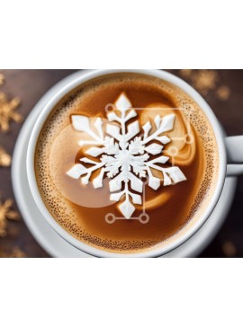 Intra Συλλεκτικό Ξύλινο Παζλ Plywood  4mm - Ρουστίκ φλιτζάνι καφέ με διακόσμηση με νιφάδα χιονιού Σε Ξύλινο Κουτί - Διαστάσεις Puzzle: 10x10 cm – 25 κομμάτια