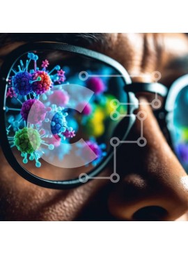 Intra Συλλεκτικό Ξύλινο Παζλ Plywood  4mm - Κοντινή όψη των ιών που αντανακλώνται σε γυαλιά Σε Ξύλινο Κουτί - Διαστάσεις Puzzle: 10x10 cm – 25 κομμάτια