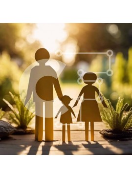 Intra Συλλεκτικό Ξύλινο Παζλ Plywood  4mm - Χαρτί αποκοπή σιλουέτα μιας οικογένειας που κρατά τα χέρια Σε Ξύλινο Κουτί - Διαστάσεις Puzzle: 10x10 cm – 25 κομμάτια