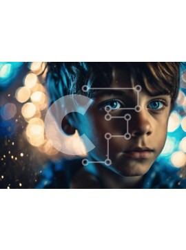 Intra Συλλεκτικό Ξύλινο Παζλ Plywood  4mm - Πορτρέτο ενός νεαρού αγοριού με μπλε μάτια Σε Ξύλινο Κουτί - Διαστάσεις Puzzle: 10x10 cm – 25 κομμάτια