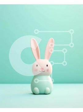 Intra Συλλεκτικό Ξύλινο Παζλ Plywood  4mm - Μικρό λευκό ειδώλιο λαγουδάκι σε υδάτινο φόντο Σε Ξύλινο Κουτί - Διαστάσεις Puzzle: 10x10 cm – 25 κομμάτια