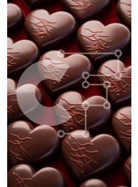 Σετ των 2 Intra Συλλεκτικό Ξύλινο Παζλ Plywood  4mm - Κατεστραμμένες καρδιές σοκολάτας σε κόκκινο φόντο Σε Ξύλινο Κουτί - Διαστάσεις: 10x10 cm – 25 κομμάτια