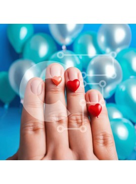 Σετ των 2 Intra Συλλεκτικό Ξύλινο Παζλ Plywood  4mm - Χέρι με Red Hearts Nail Art Σε Ξύλινο Κουτί - Διαστάσεις: 10x10 cm – 25 κομμάτια