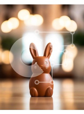 Intra Συλλεκτικό Ξύλινο Παζλ Plywood  4mm - Ειδώλιο λαγουδάκι του Πάσχα στο τραπέζι Σε Ξύλινο Κουτί - Διαστάσεις Puzzle: 10x10 cm – 25 κομμάτια