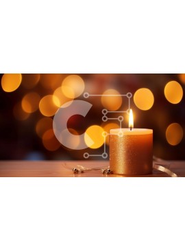 Intra Συλλεκτικό Ξύλινο Παζλ Plywood  4mm - Χρυσό κερί σε ξύλινο τραπέζι με φώτα Bokeh Σε Ξύλινο Κουτί - Διαστάσεις Puzzle: 10x10 cm – 25 κομμάτια