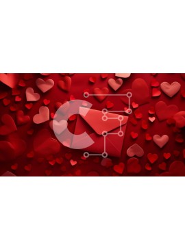 Intra Συλλεκτικό Ξύλινο Παζλ Plywood  4mm - Ρομαντικές καρδιές και φάκελος σε κόκκινο φόντο Σε Ξύλινο Κουτί - Διαστάσεις Puzzle: 10x10 cm – 25 κομμάτια