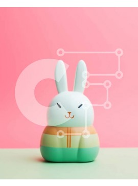 Σετ των 2 Intra Συλλεκτικό Ξύλινο Παζλ Plywood  4mm - Μικρό λευκό λαγουδάκι σε πολύχρωμο φόντο Σε Ξύλινο Κουτί - Διαστάσεις: 10x10 cm – 25 κομμάτια