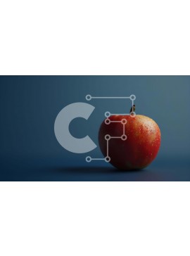 Σετ των 2 Intra Συλλεκτικό Ξύλινο Παζλ Plywood  4mm - Ενιαίο κόκκινο μήλο σε αφηρημένο μπλε φόντο Σε Ξύλινο Κουτί - Διαστάσεις: 10x10 cm – 25 κομμάτια