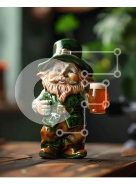 Intra Συλλεκτικό Ξύλινο Παζλ Plywood  4mm - Κεραμικό ειδώλιο μπύρας που κρατά ένα άδειο ποτήρι Σε Ξύλινο Κουτί - Διαστάσεις Puzzle: 10x10 cm – 25 κομμάτια